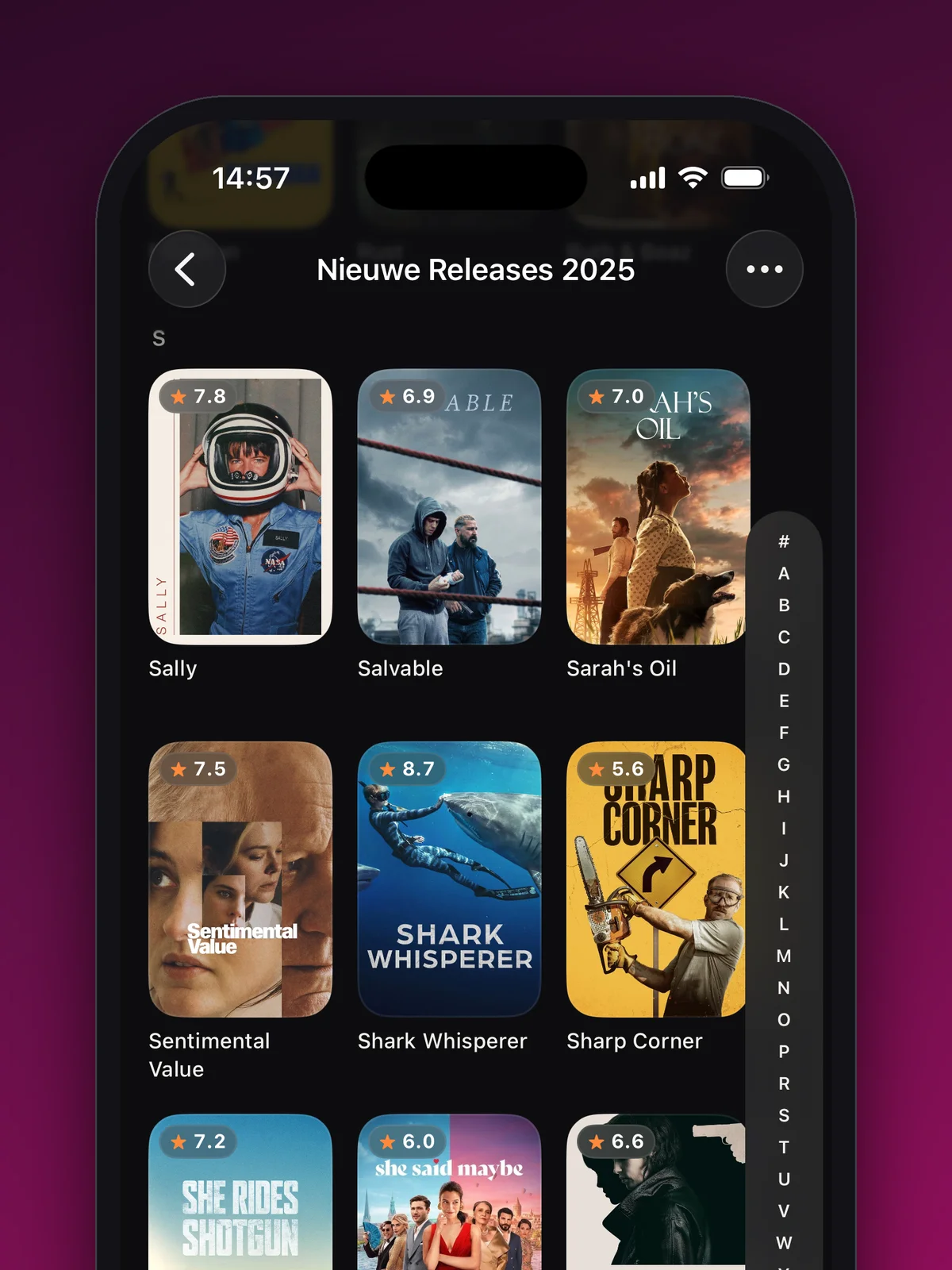 Kanalo movies library grid on iPhone